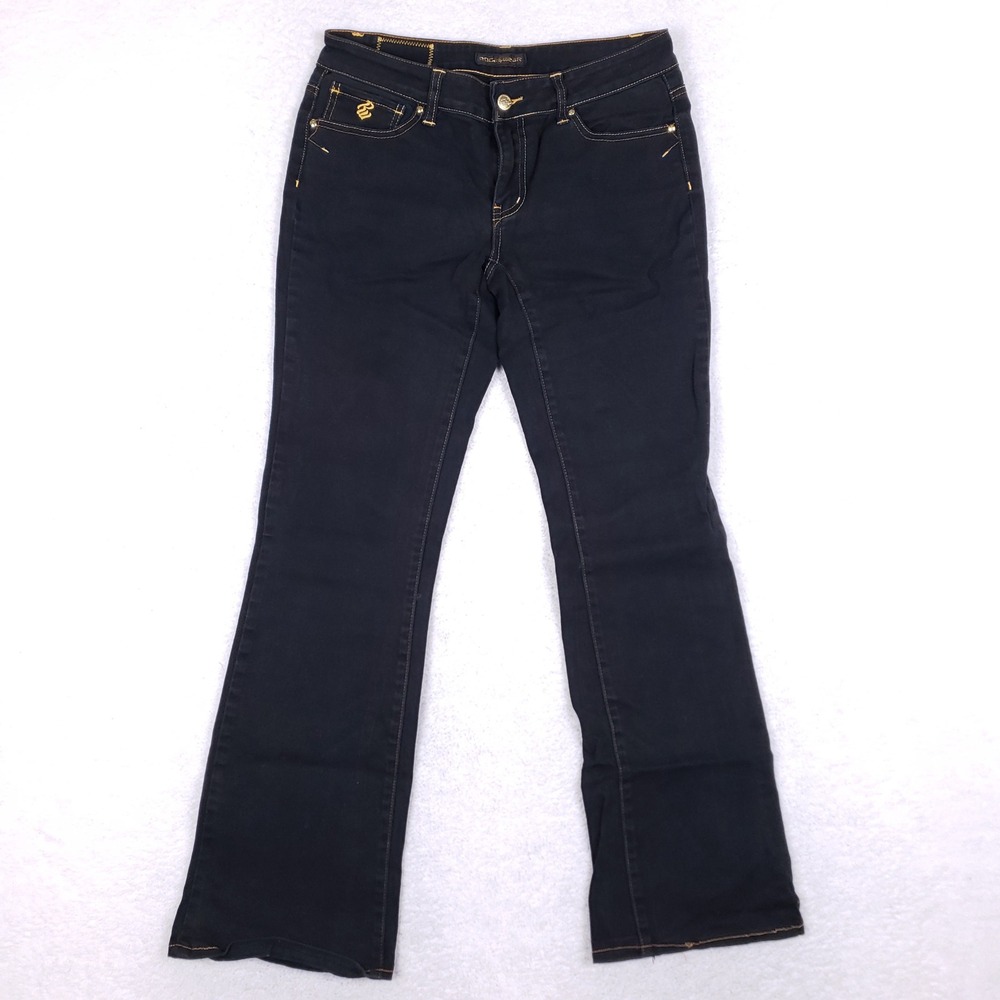 Rocawear‎ Women Bootcut Jeans Sz 9 Dark Indigo Embroidered Back Pocket Y2K Flare